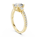 Round Diamond Ring with Trillion Side Stones