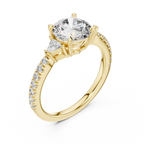 Round Diamond Ring with Trillion Side Stones