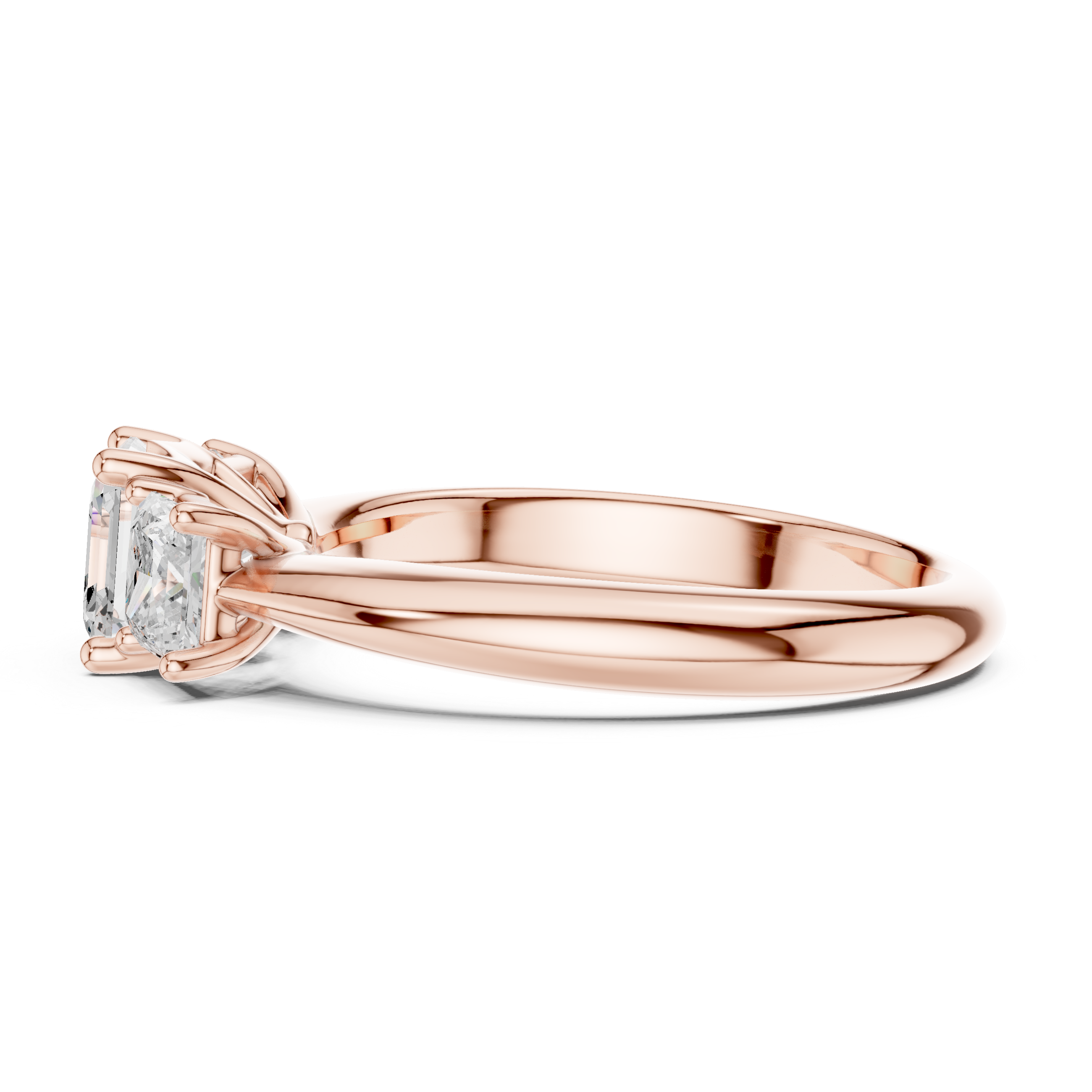 Asscher & Princess Cut Three Stone Diamond Ring