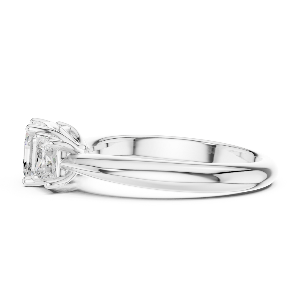 Asscher & Princess Cut Three Stone Diamond Ring