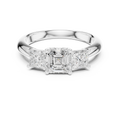 Asscher & Princess Cut Three Stone Diamond Ring