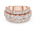 Three Row Round Diamond Cigar Band Ring