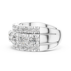 Three Row Round Diamond Cigar Band Ring