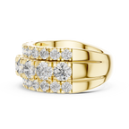 Three Row Round Diamond Cigar Band Ring
