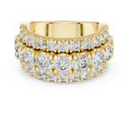 Three Row Round Diamond Cigar Band Ring