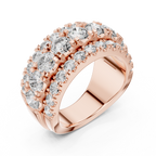 Three Row Round Diamond Cigar Band Ring