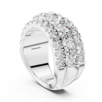 Three Row Round Diamond Cigar Band Ring