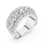 Three Row Round Diamond Cigar Band Ring