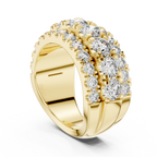 Three Row Round Diamond Cigar Band Ring