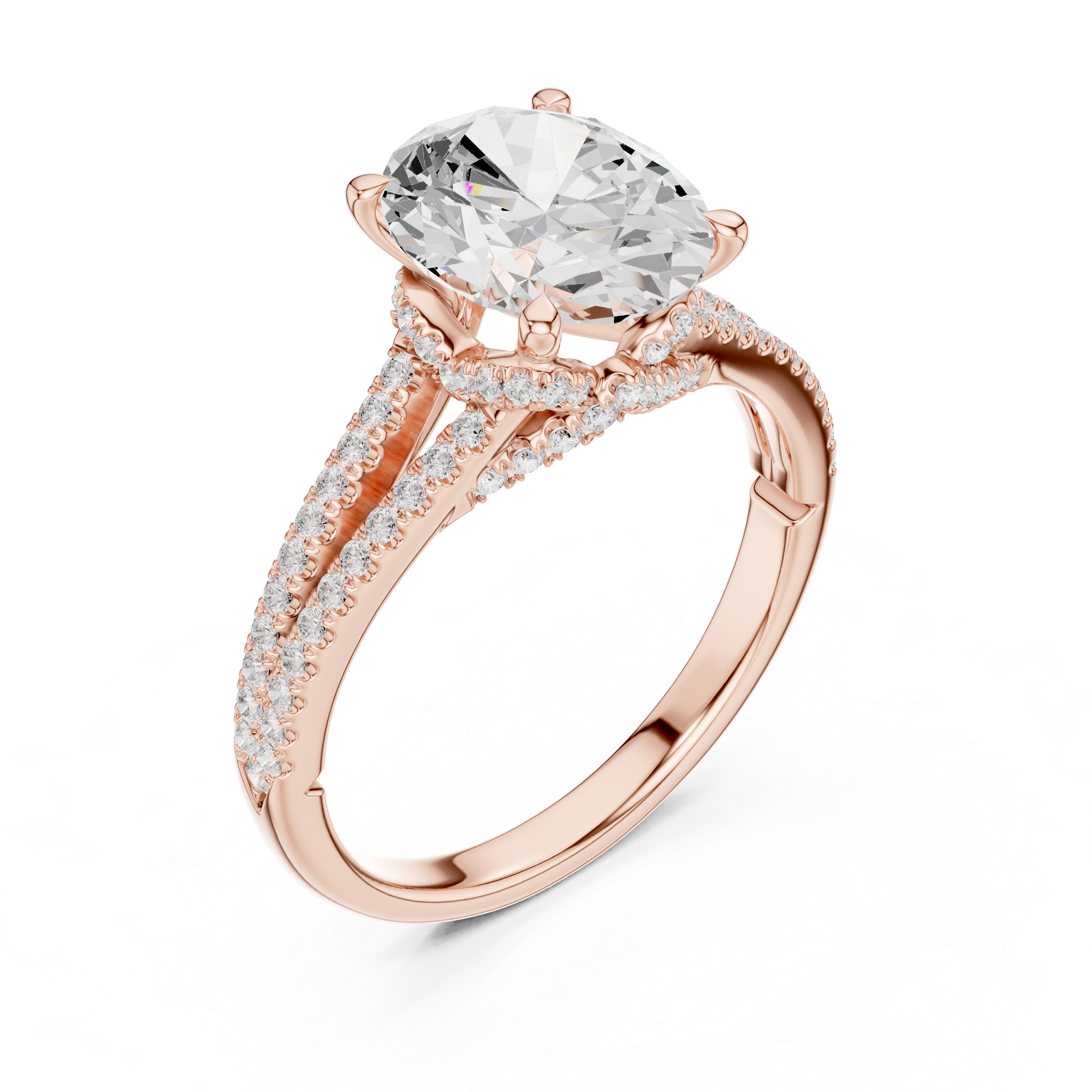 Oval Cut Diamond Split Shank Engagement Ring