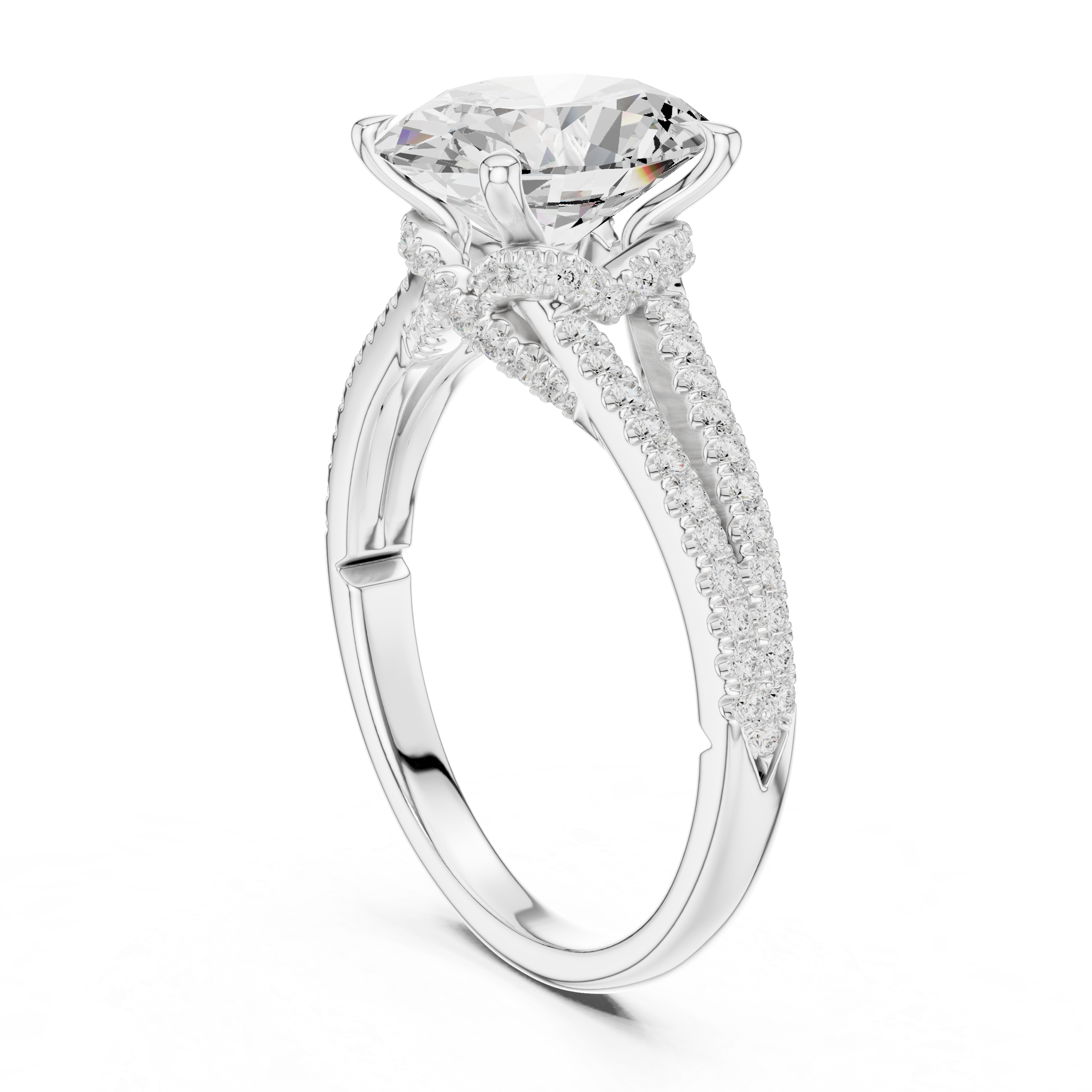 Oval Cut Diamond Split Shank Engagement Ring