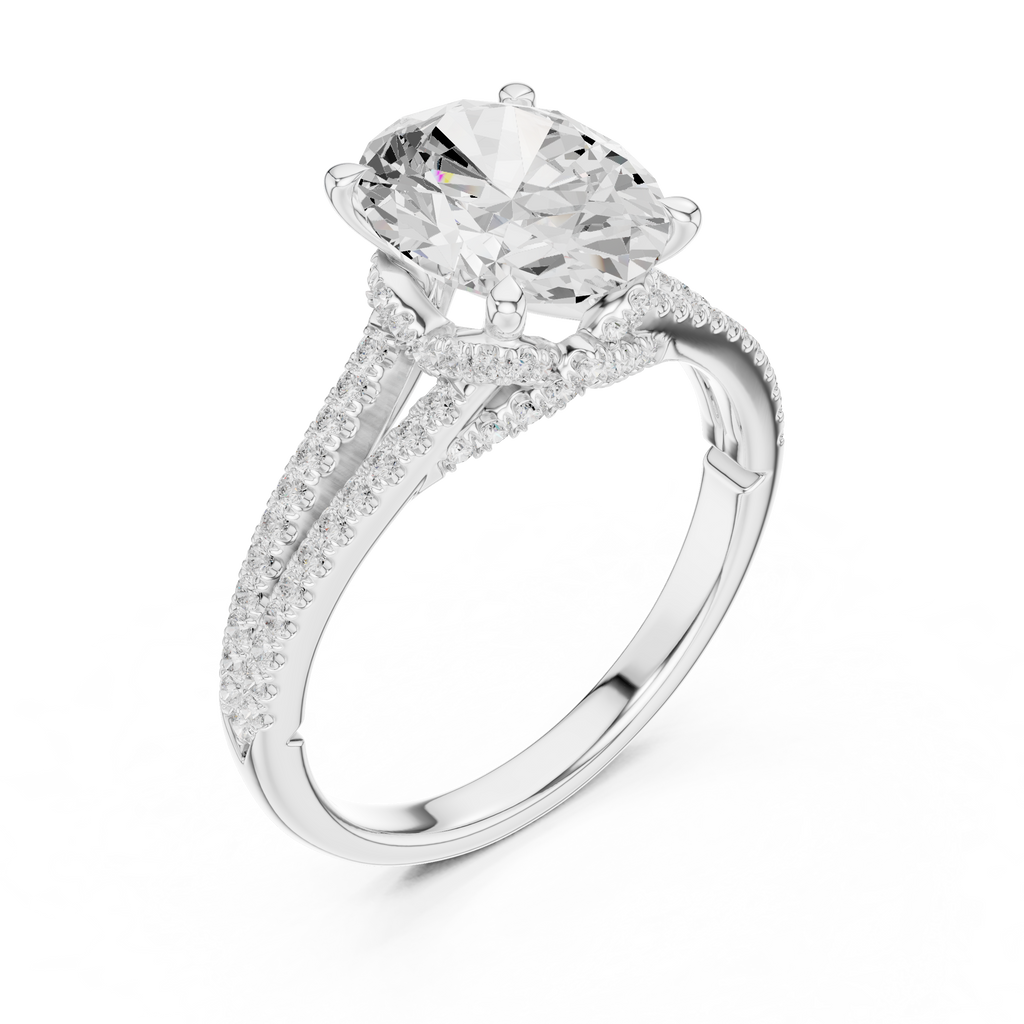 Oval Cut Diamond Split Shank Engagement Ring