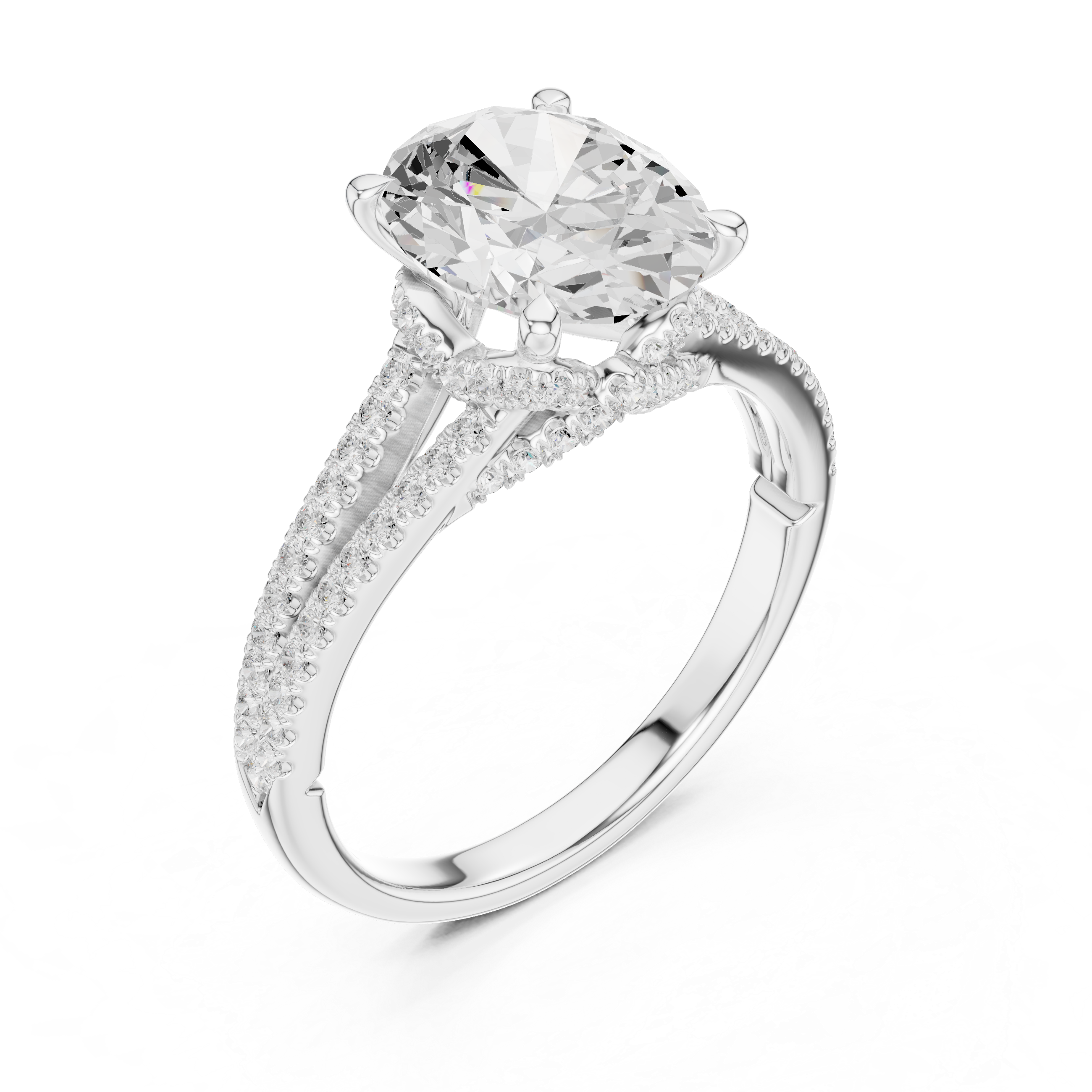 Oval Cut Diamond Split Shank Engagement Ring