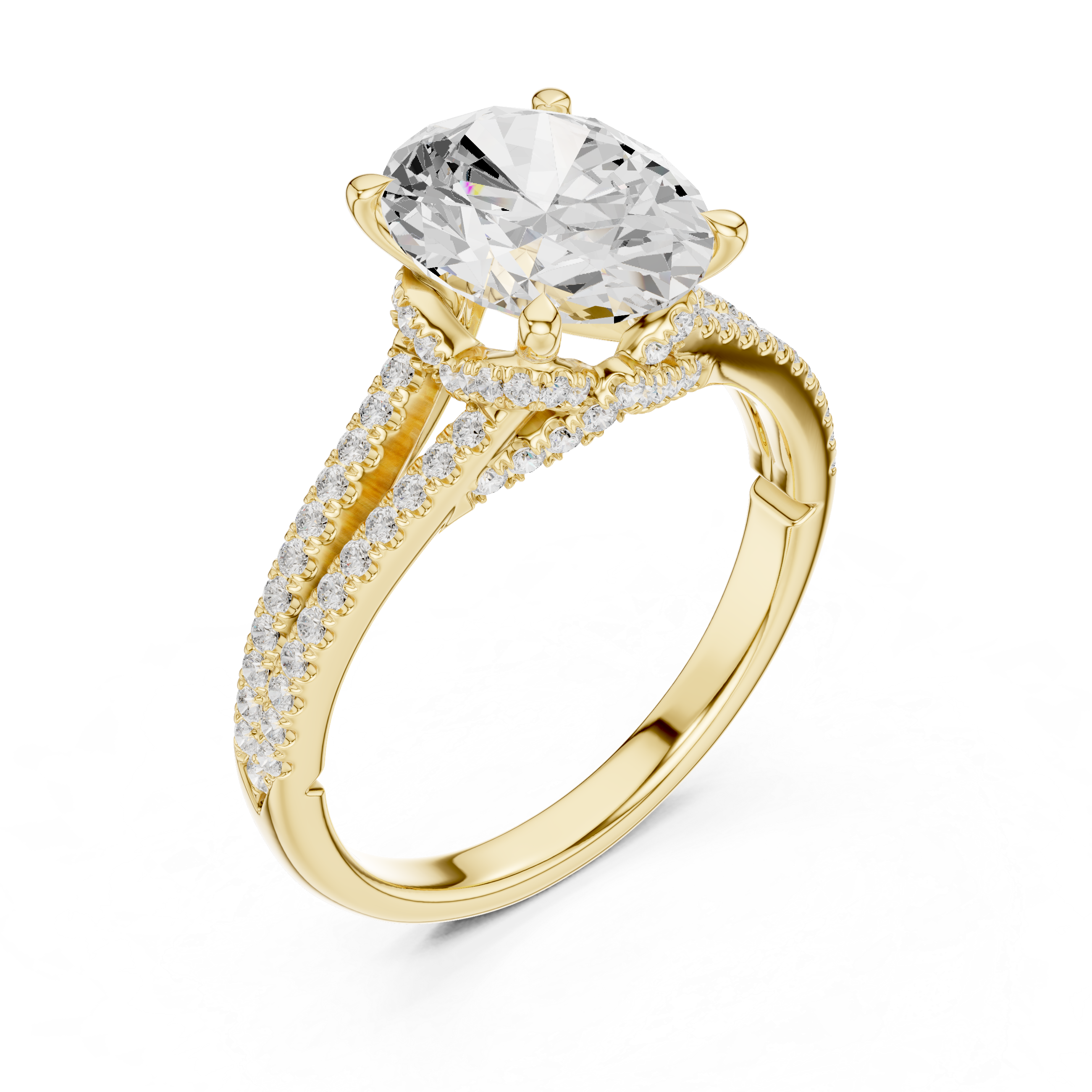 Oval Cut Diamond Split Shank Engagement Ring