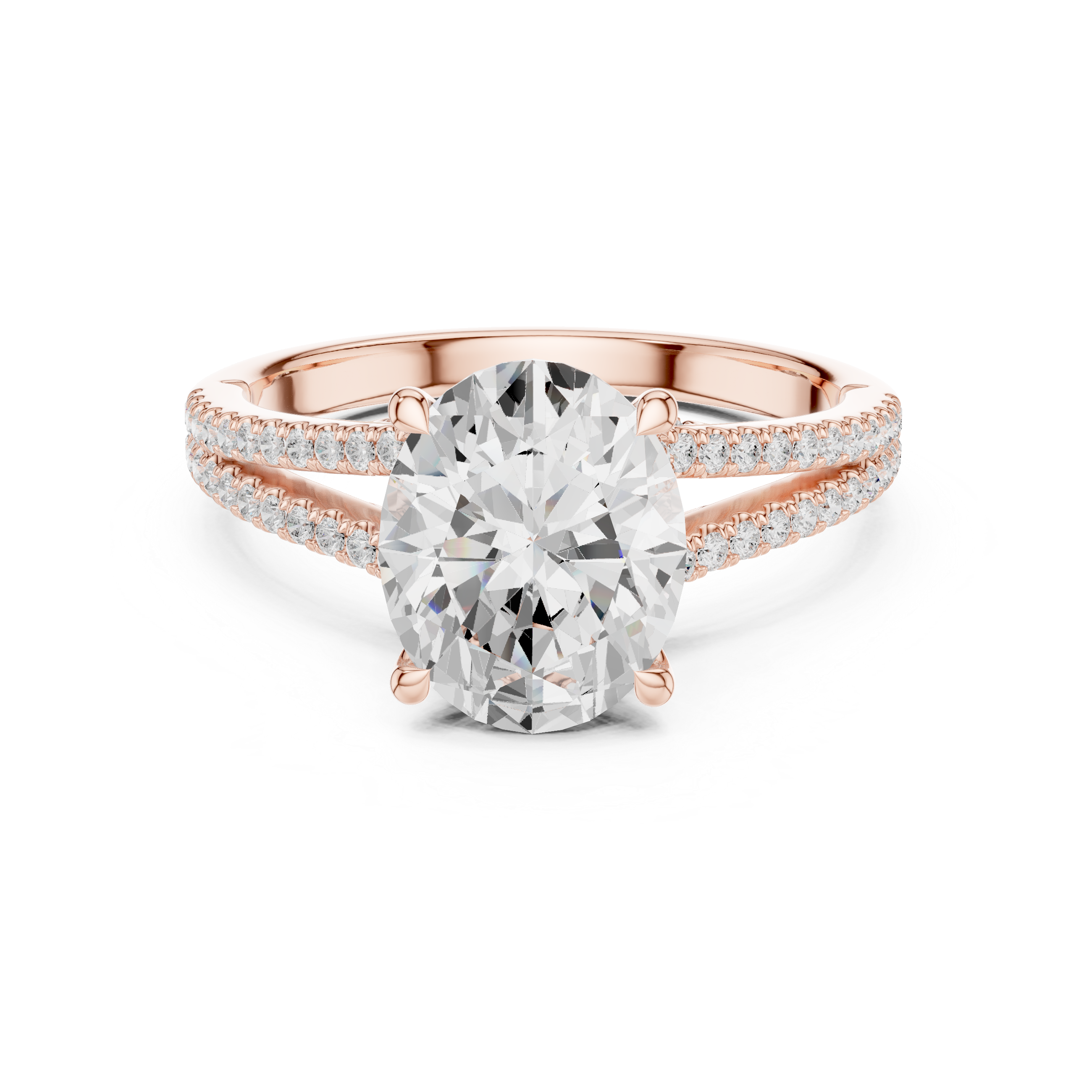Oval Cut Diamond Split Shank Engagement Ring