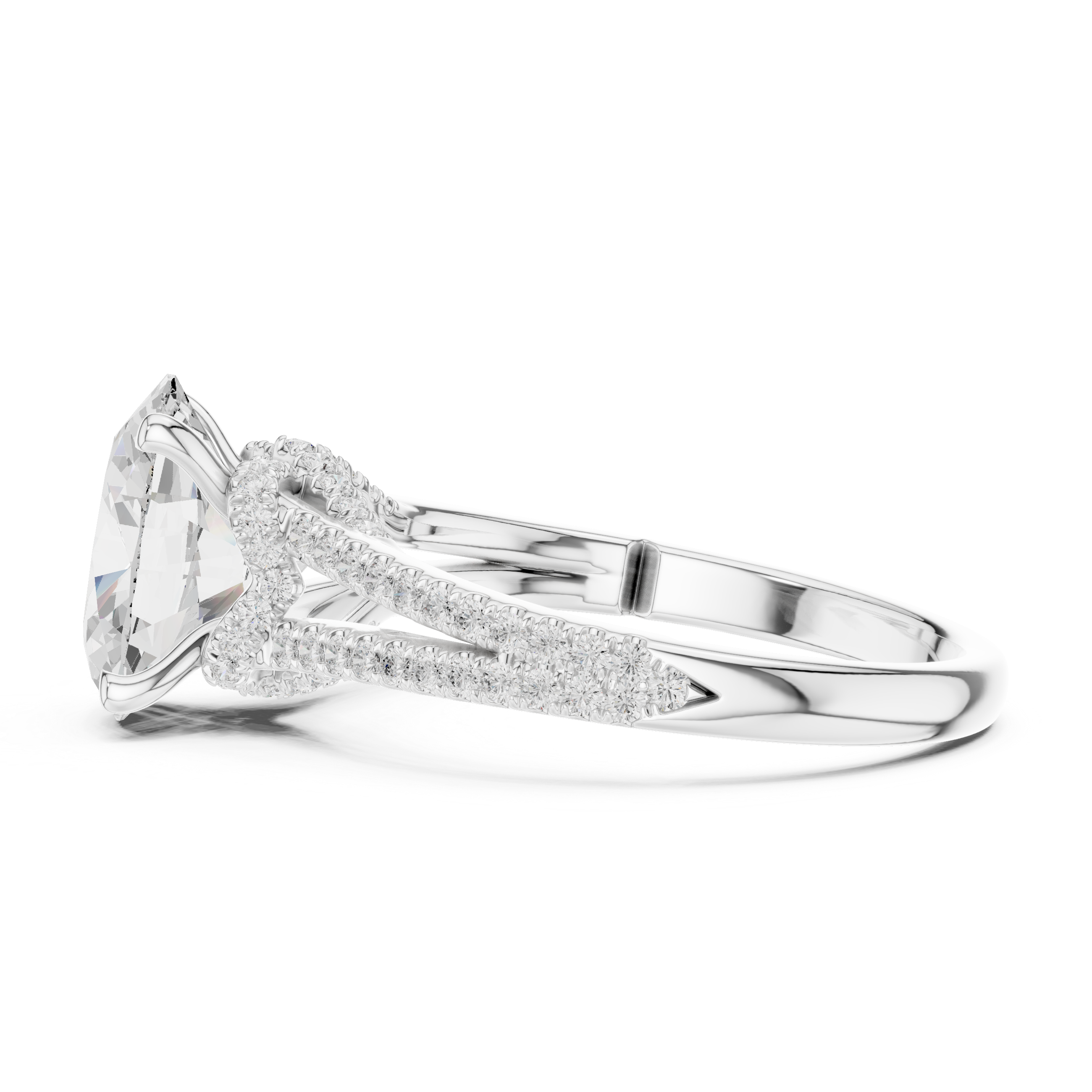 Oval Cut Diamond Split Shank Engagement Ring