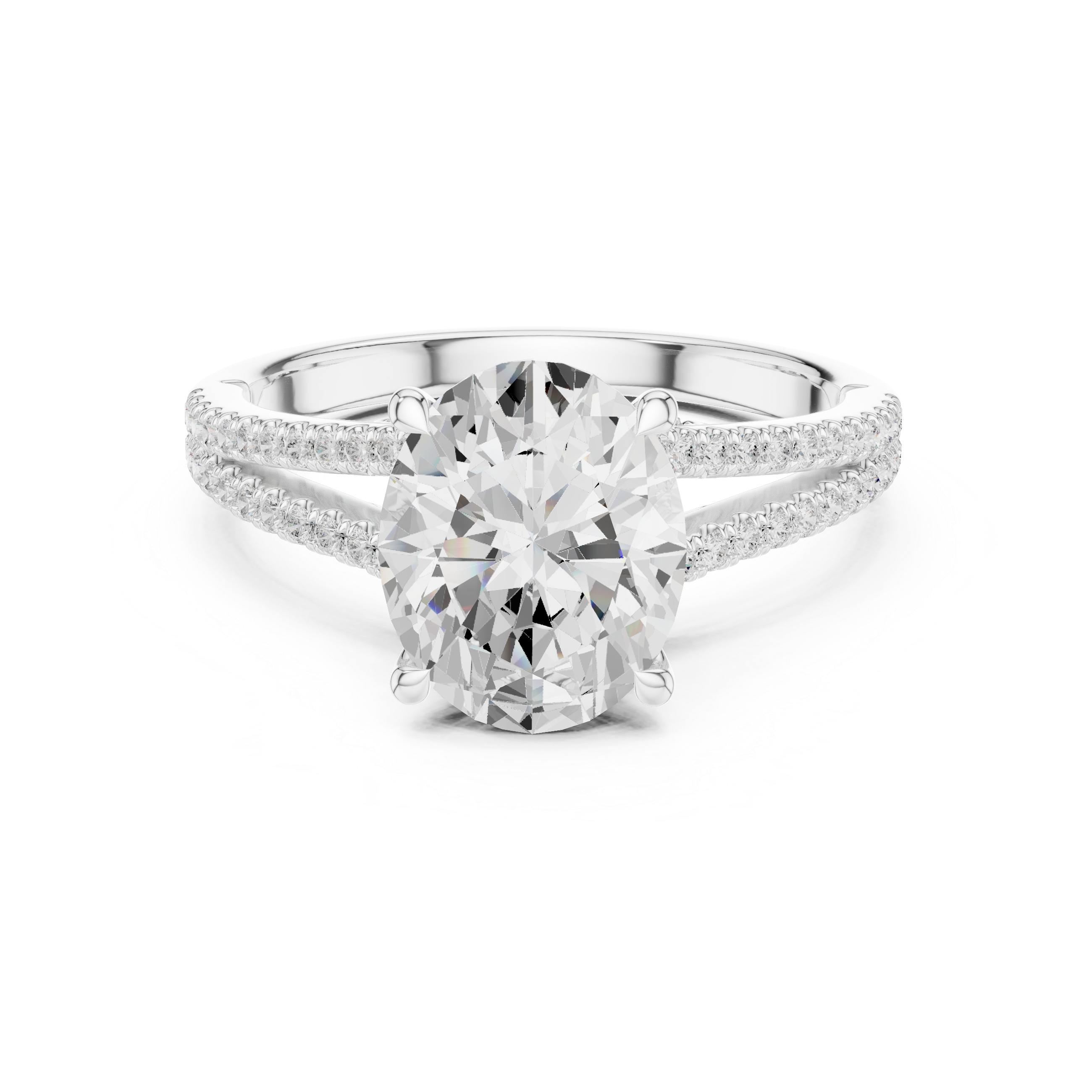 Oval Cut Diamond Split Shank Engagement Ring
