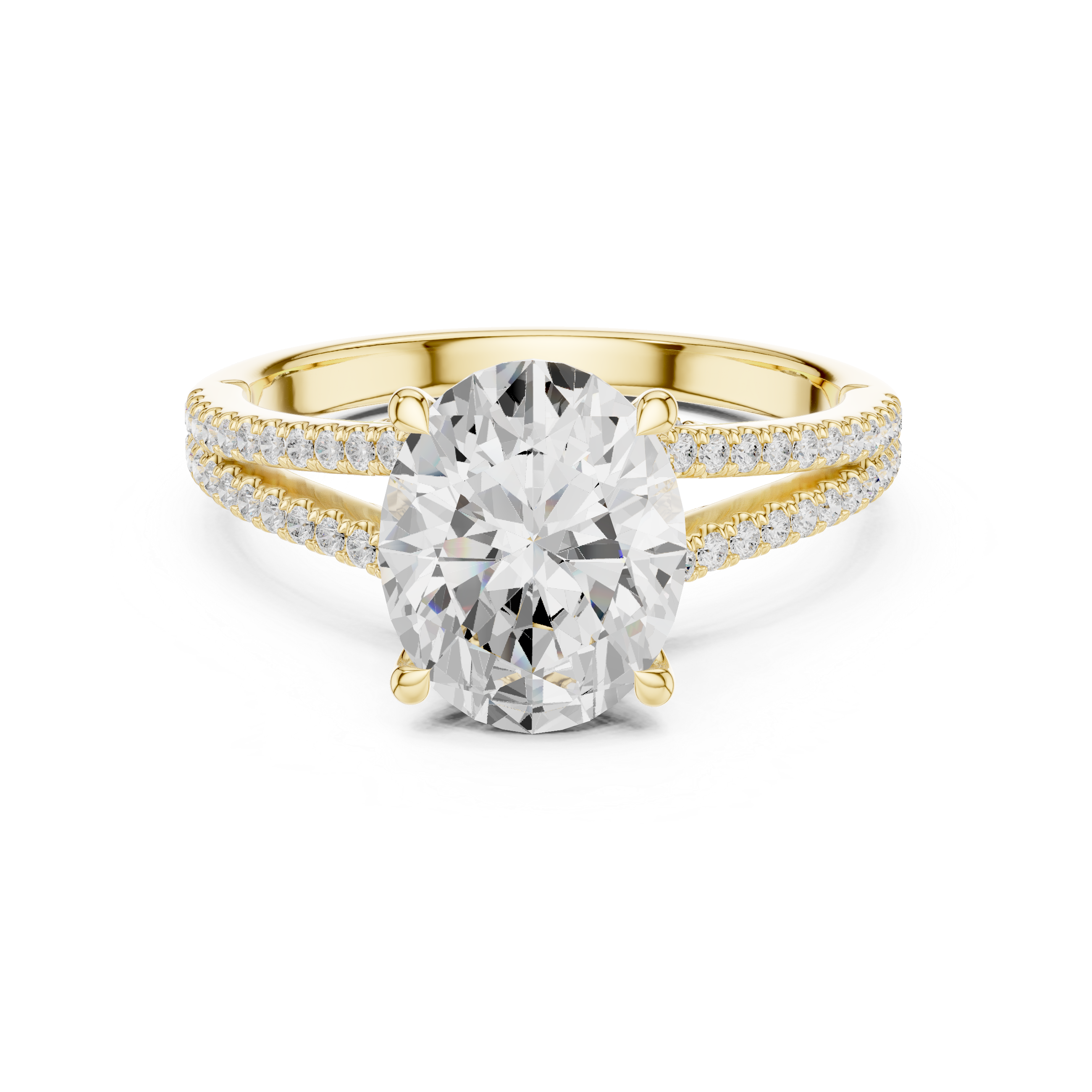 Oval Cut Diamond Split Shank Engagement Ring