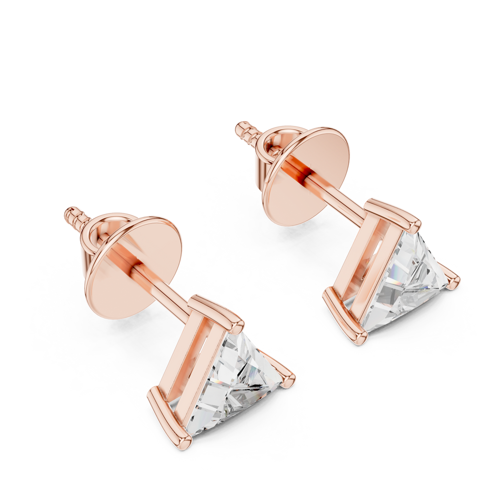 Triangle Cut Diamond Stud Earrings