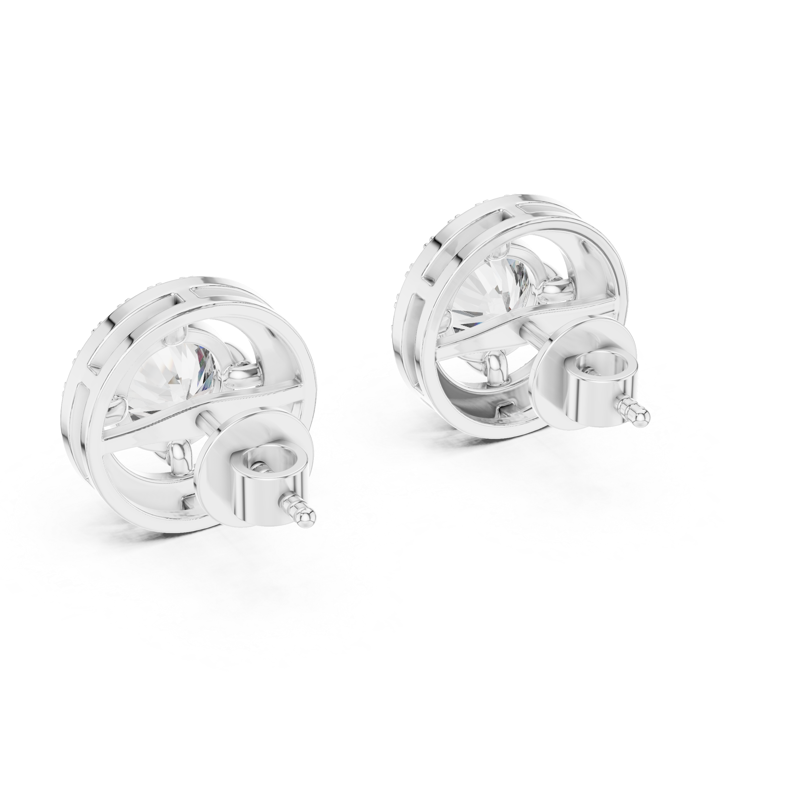 Round Halo Diamond Stud Earrings
