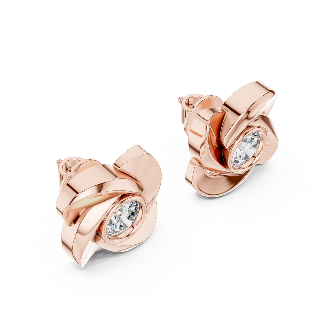 Floral Round Diamond Stud Earrings Corvexa Jewellery