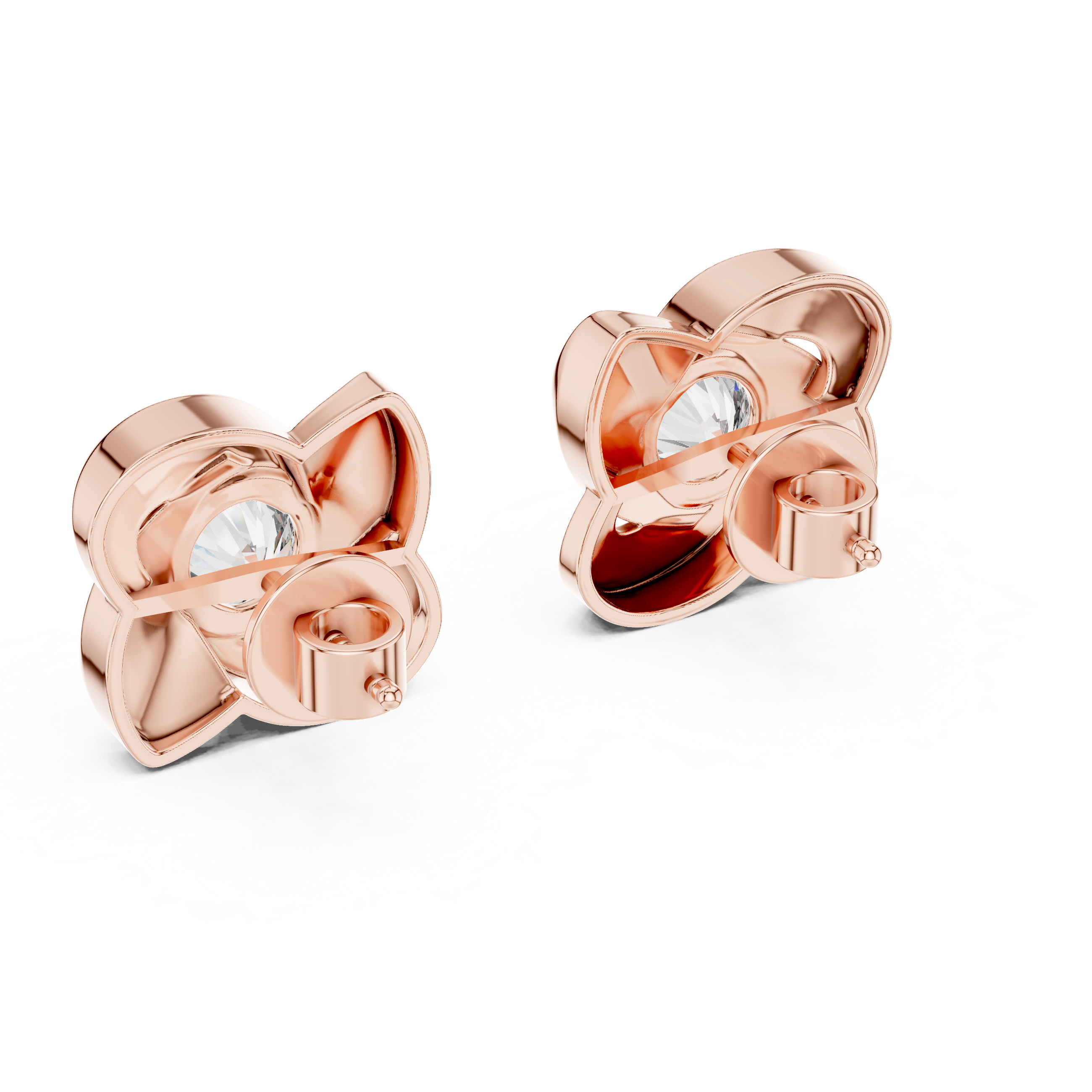 Floral Round Diamond Stud Earrings Corvexa Jewellery