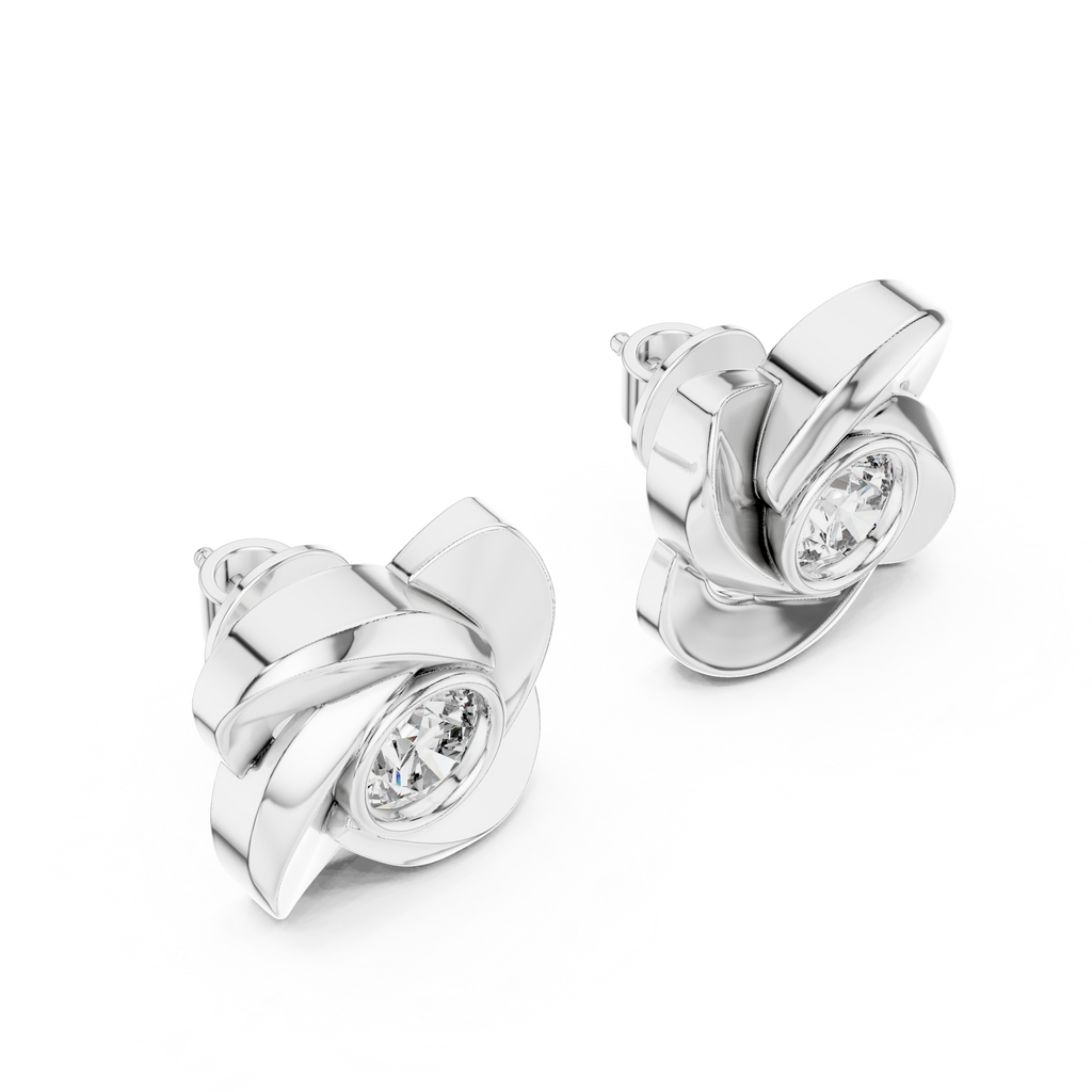 Floral Round Diamond Stud Earrings Corvexa Jewellery
