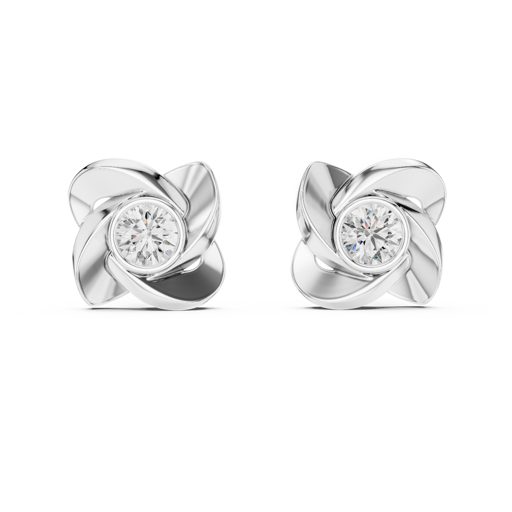 Floral Round Diamond Stud Earrings Corvexa Jewellery