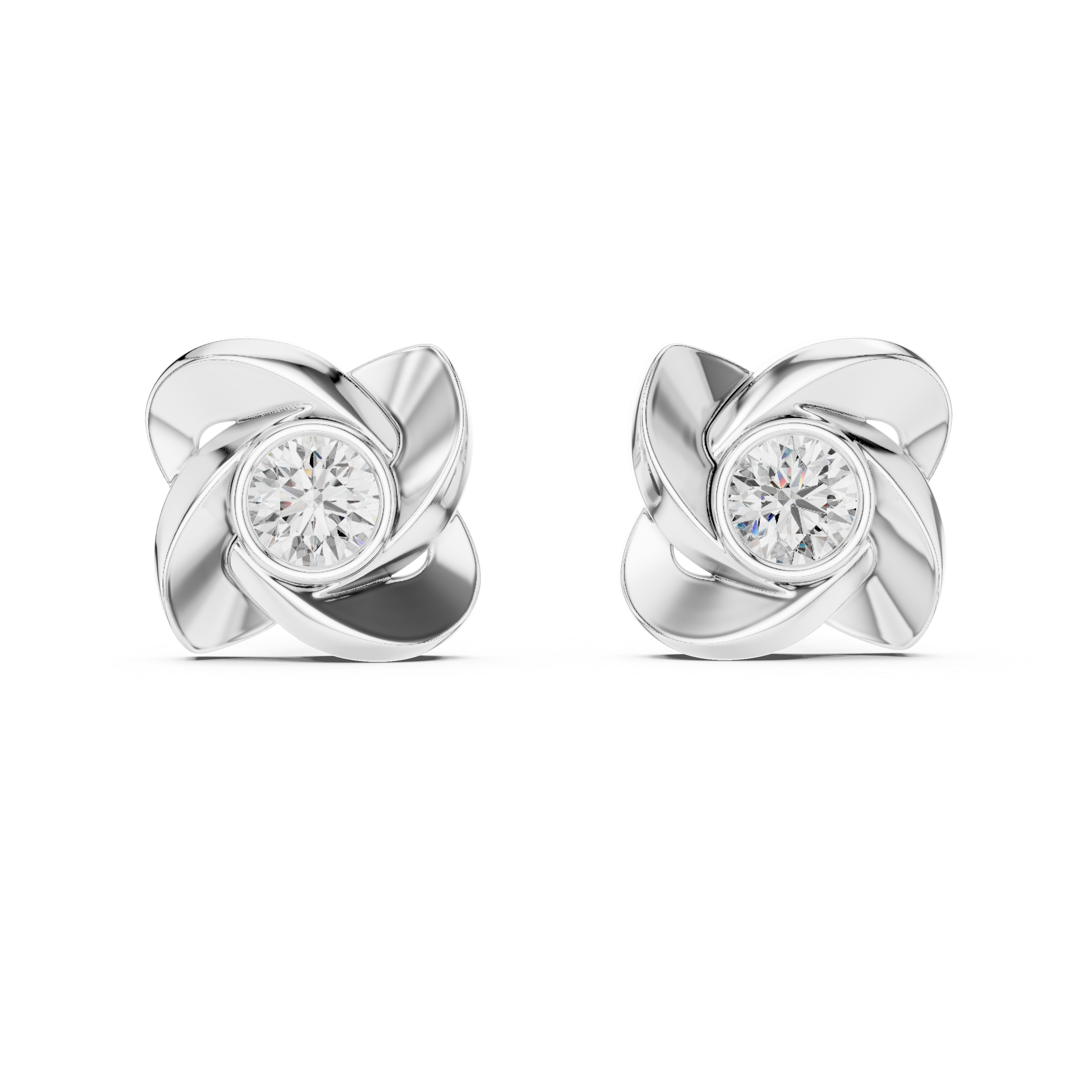 Floral Round Diamond Stud Earrings Corvexa Jewellery