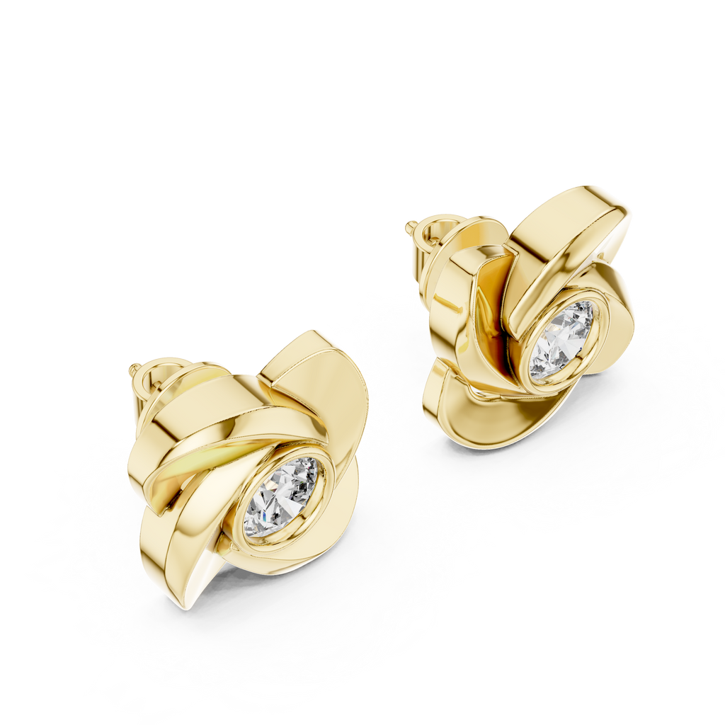 Floral Round Diamond Stud Earrings Corvexa Jewellery