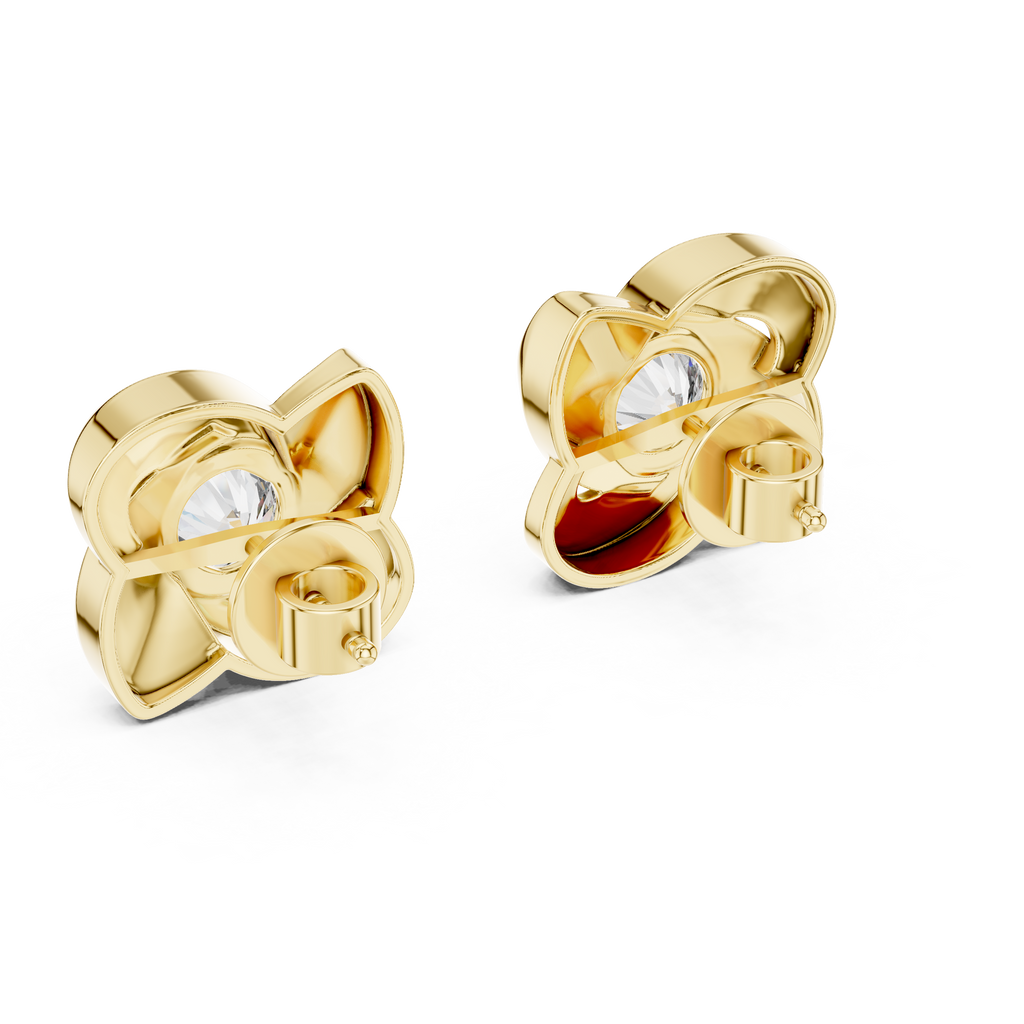 Floral Round Diamond Stud Earrings Corvexa Jewellery