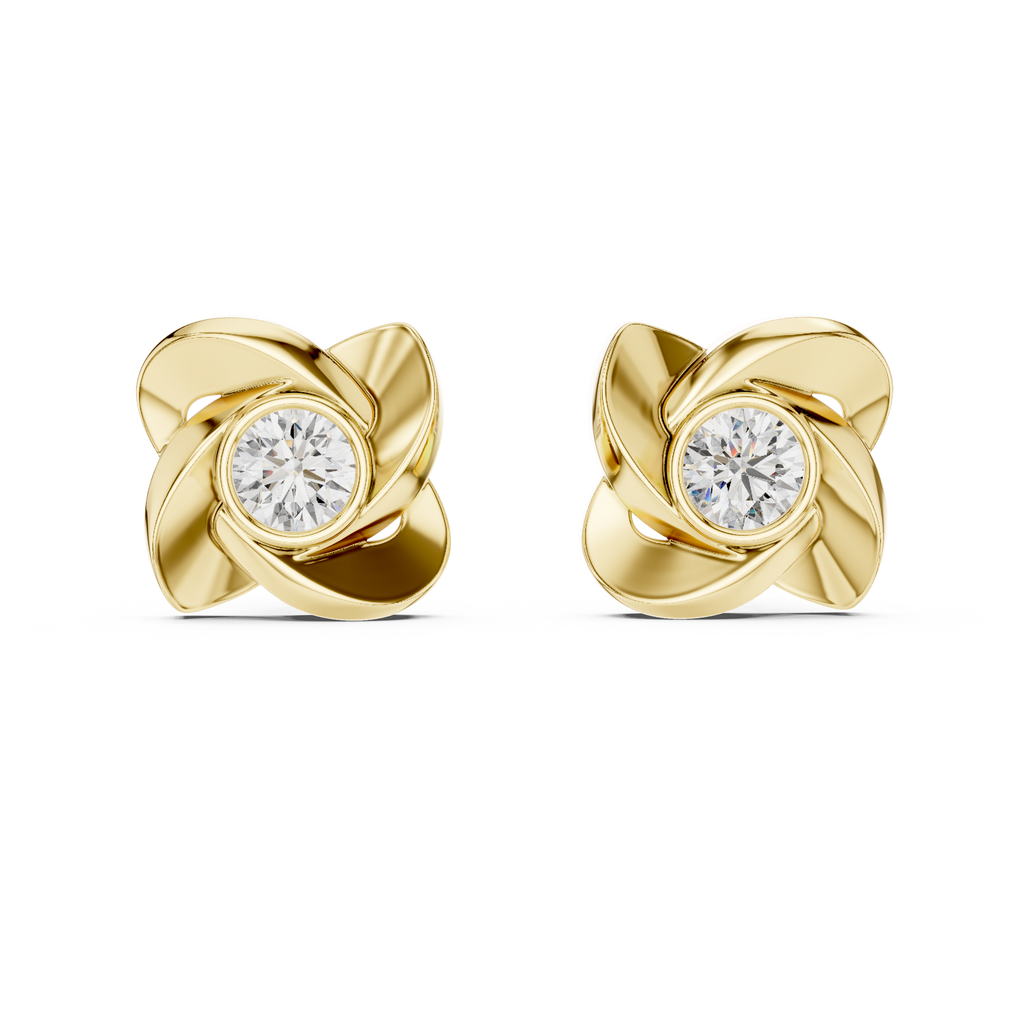 Floral Round Diamond Stud Earrings Corvexa Jewellery