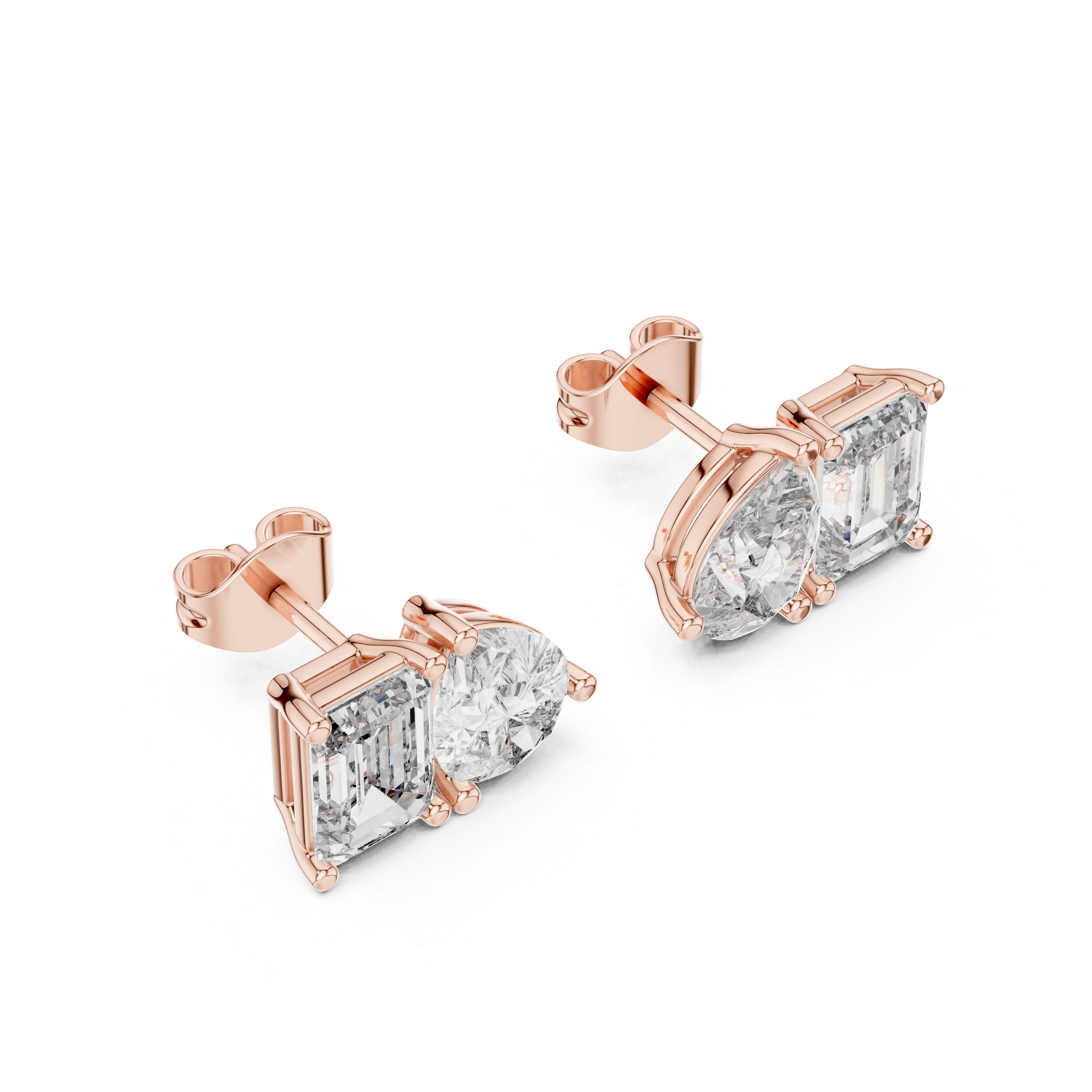 Toi et Moi Emerald & Pear Diamond Stud Earrings Corvexa Jewellery