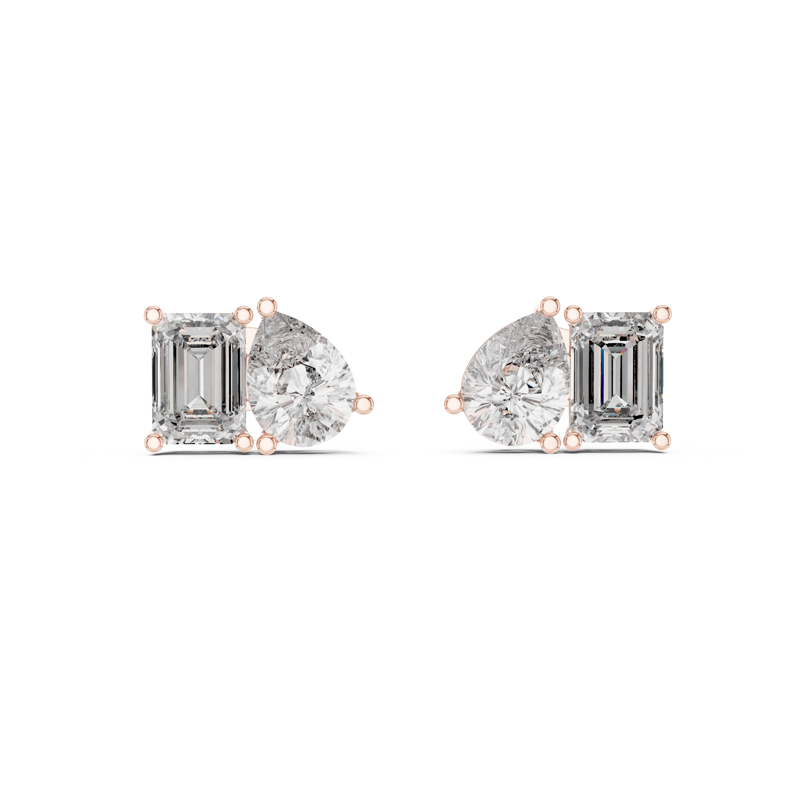 Toi et Moi Emerald & Pear Diamond Stud Earrings Corvexa Jewellery