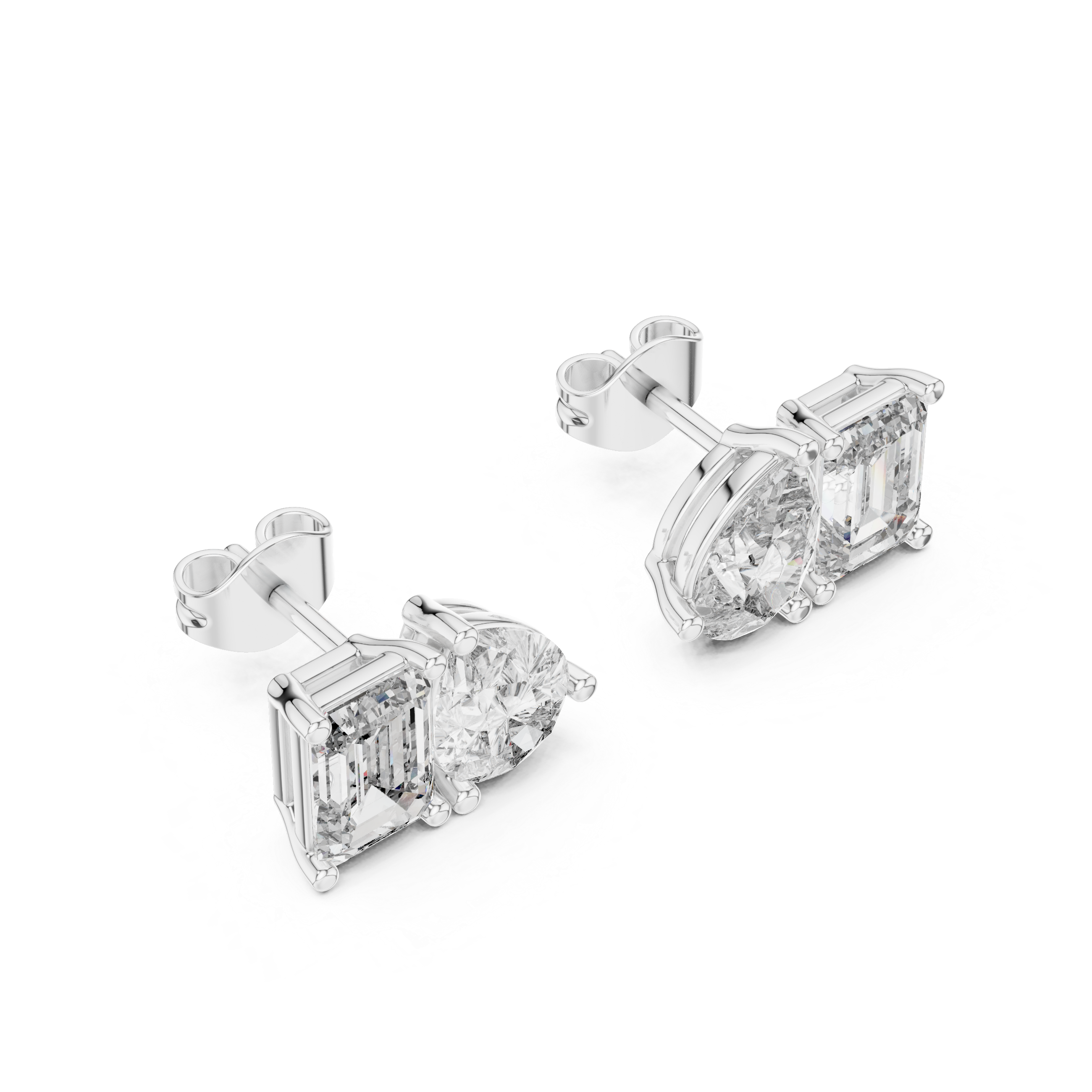 Toi et Moi Emerald & Pear Diamond Stud Earrings Corvexa Jewellery