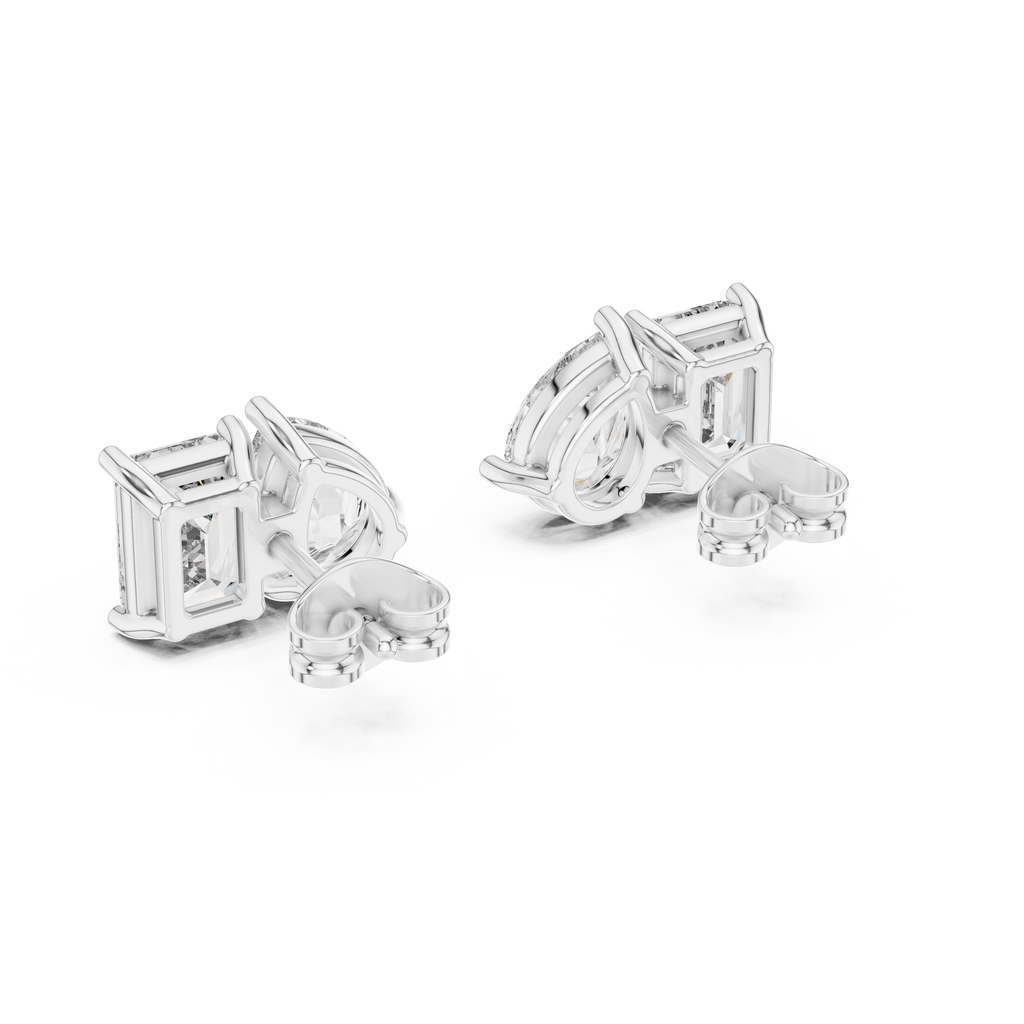 Toi et Moi Emerald & Pear Diamond Stud Earrings Corvexa Jewellery