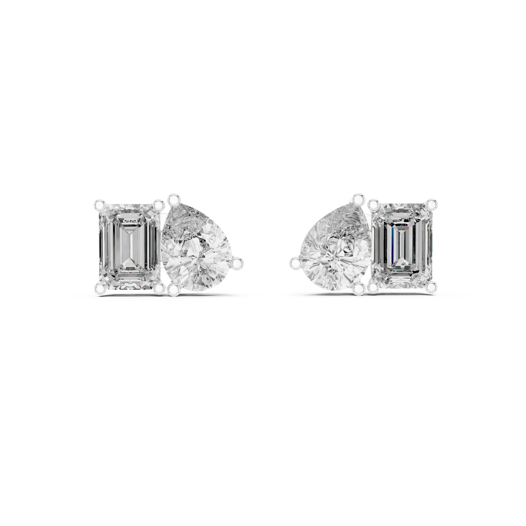 Toi et Moi Emerald & Pear Diamond Stud Earrings Corvexa Jewellery