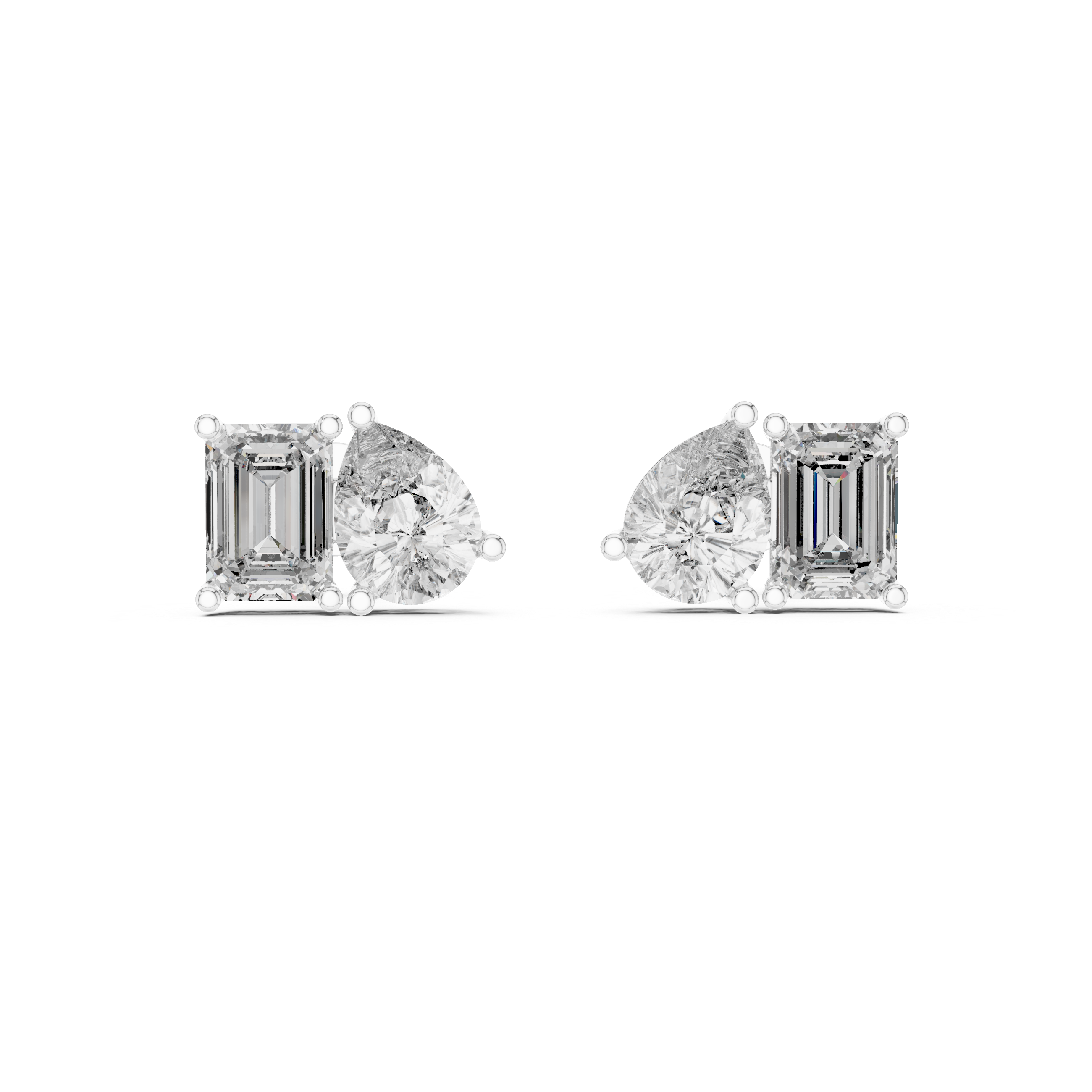 Toi et Moi Emerald & Pear Diamond Stud Earrings Corvexa Jewellery