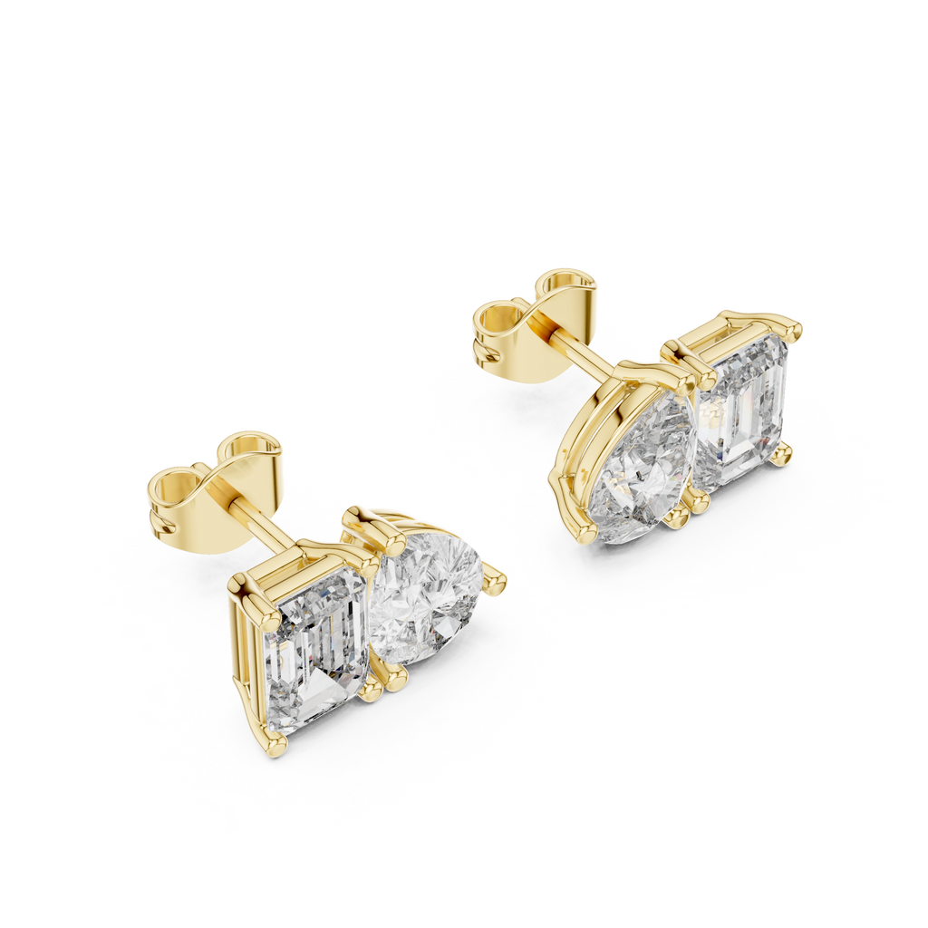 Toi et Moi Emerald & Pear Diamond Stud Earrings Corvexa Jewellery