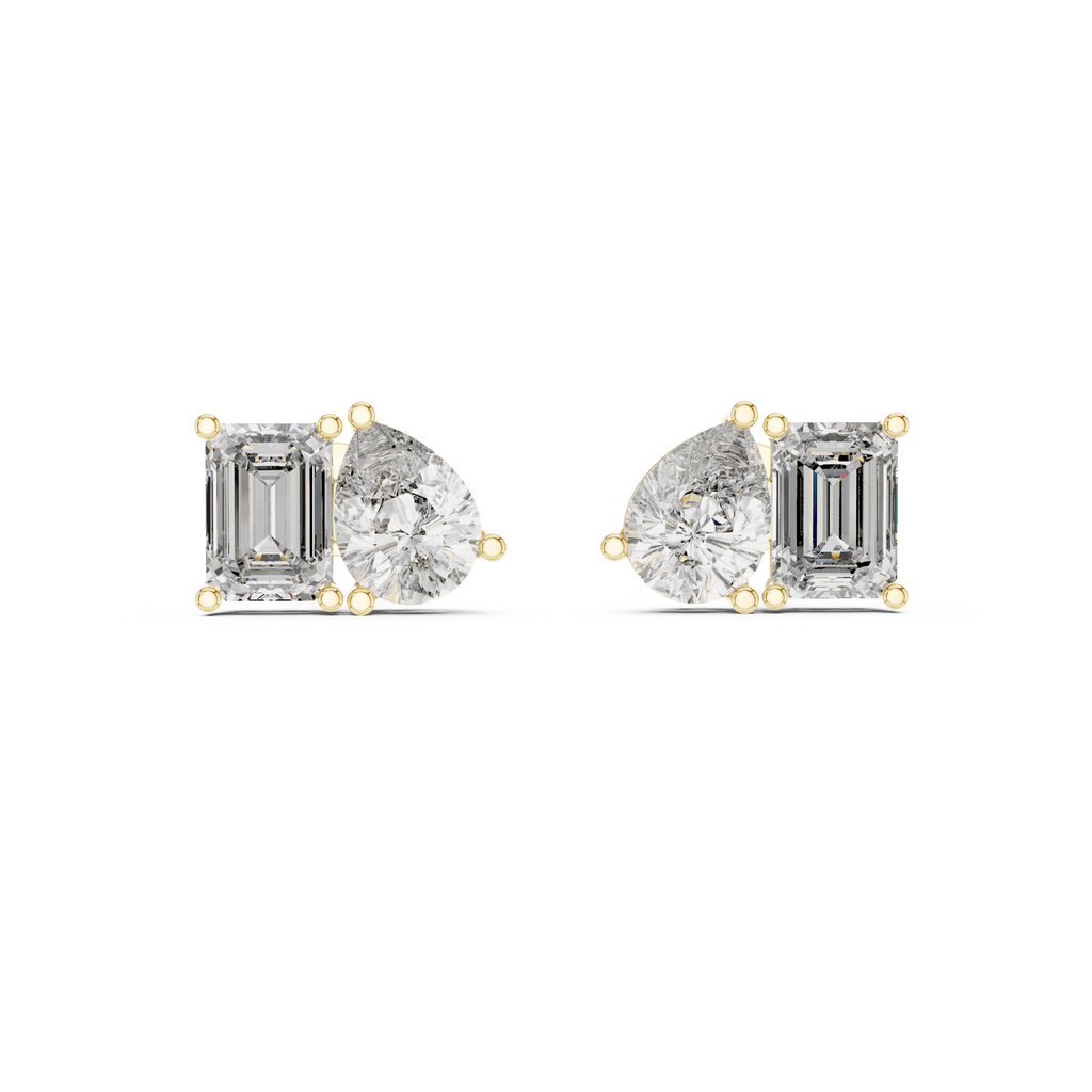 Toi et Moi Emerald & Pear Diamond Stud Earrings Corvexa Jewellery