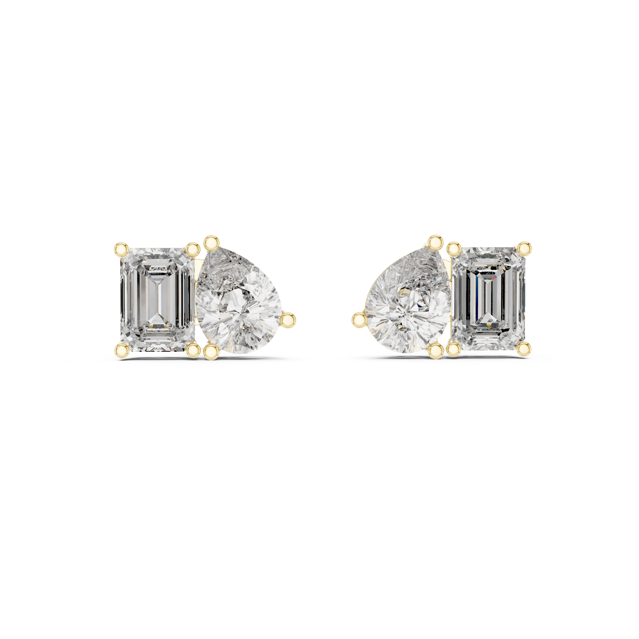 Toi et Moi Emerald & Pear Diamond Stud Earrings Corvexa Jewellery