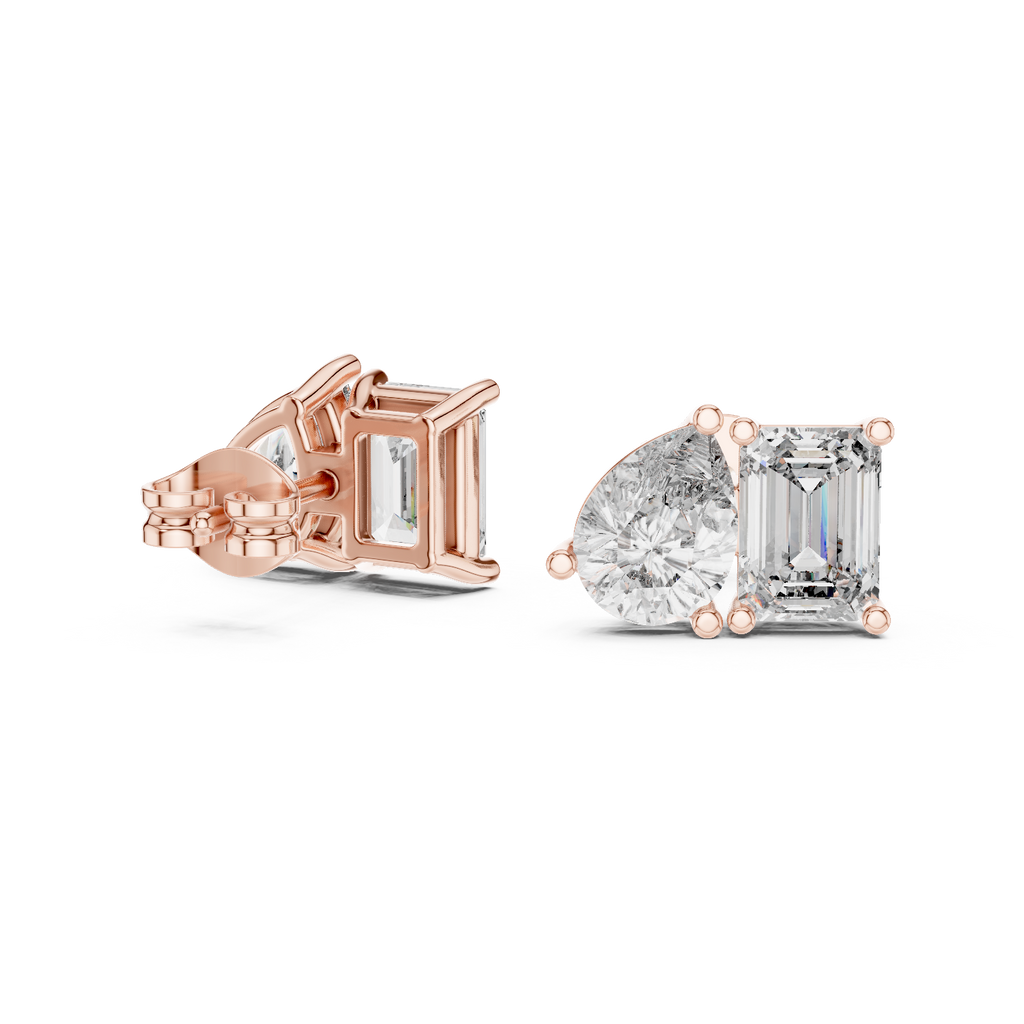 Toi et Moi Emerald & Pear Diamond Stud Earrings Corvexa Jewellery