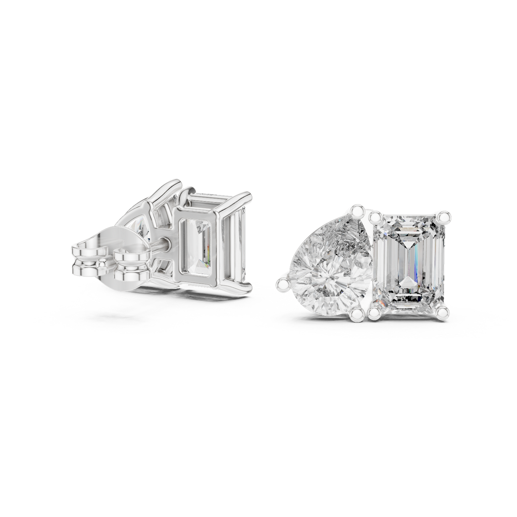 Toi et Moi Emerald & Pear Diamond Stud Earrings Corvexa Jewellery
