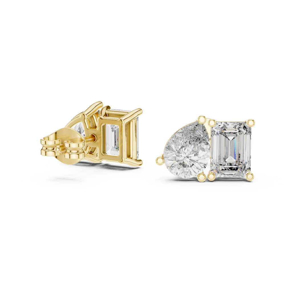 Toi et Moi Emerald & Pear Diamond Stud Earrings Corvexa Jewellery