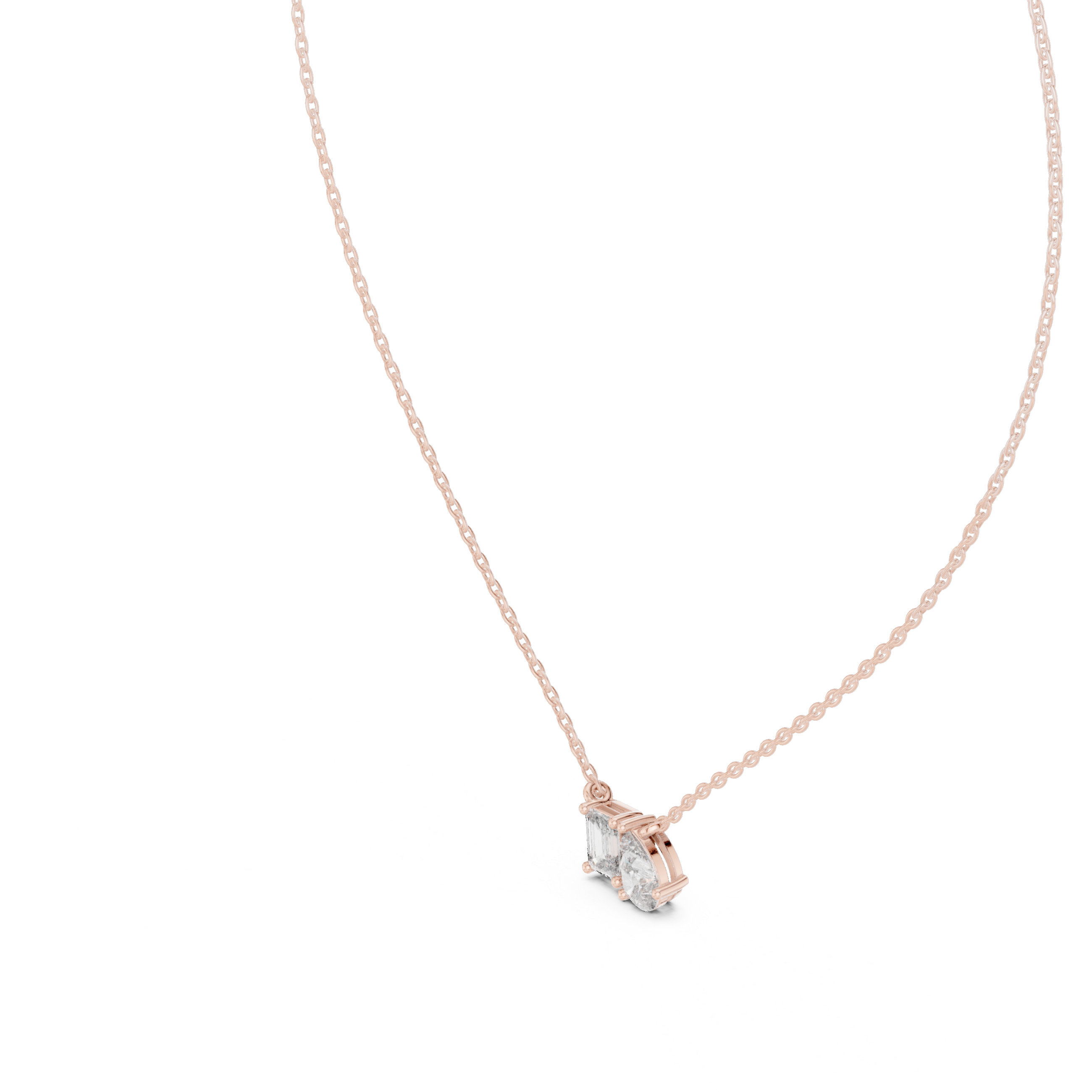 Toi et Moi Emerald & Pear Pendant Necklace Corvexa Jewellery