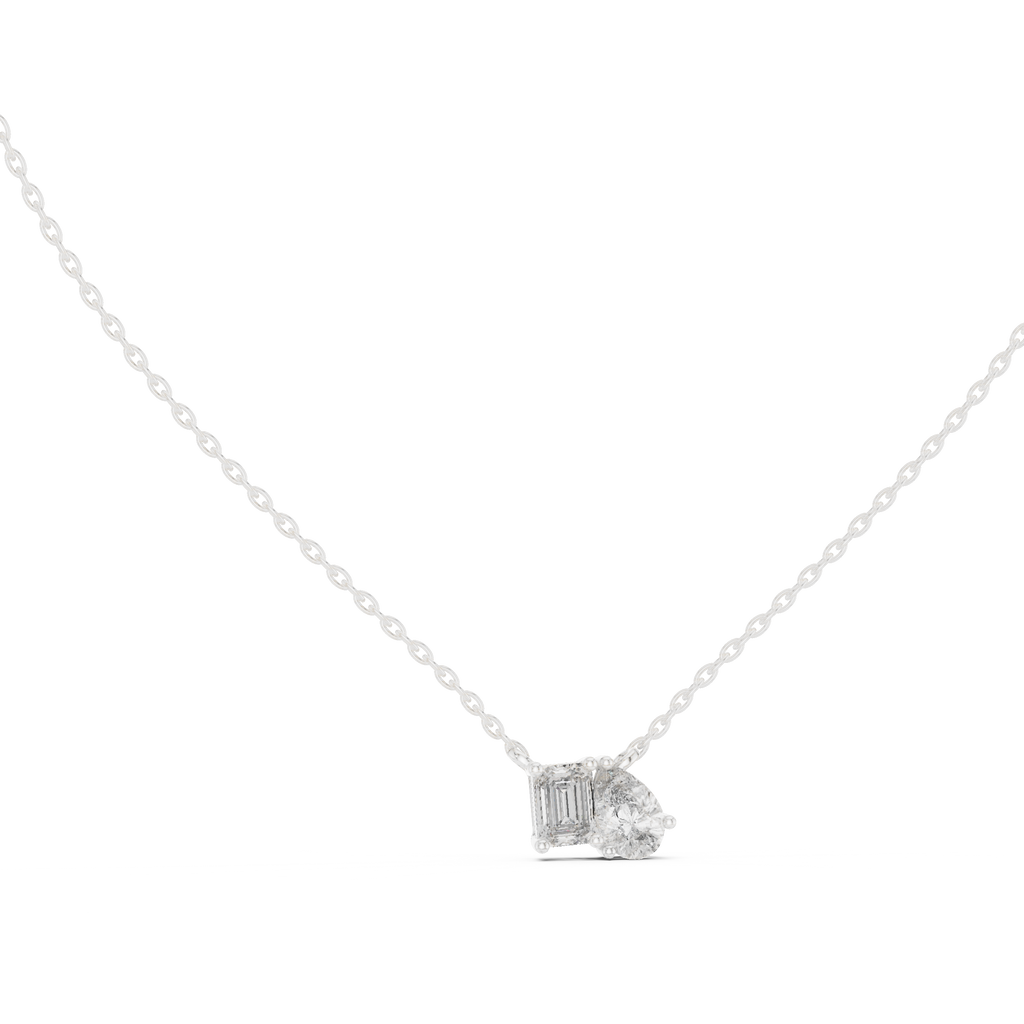Toi et Moi Emerald & Pear Pendant Necklace Corvexa Jewellery