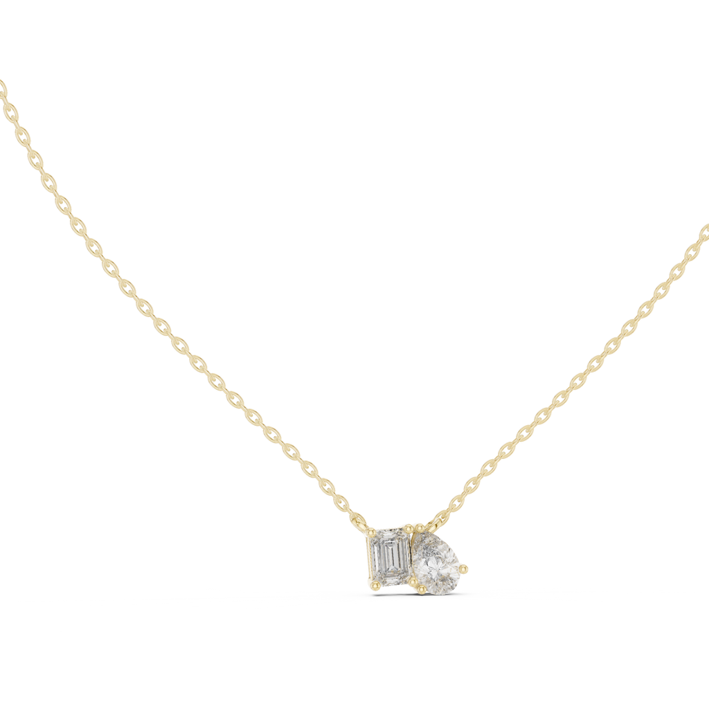 Toi et Moi Emerald & Pear Pendant Necklace Corvexa Jewellery
