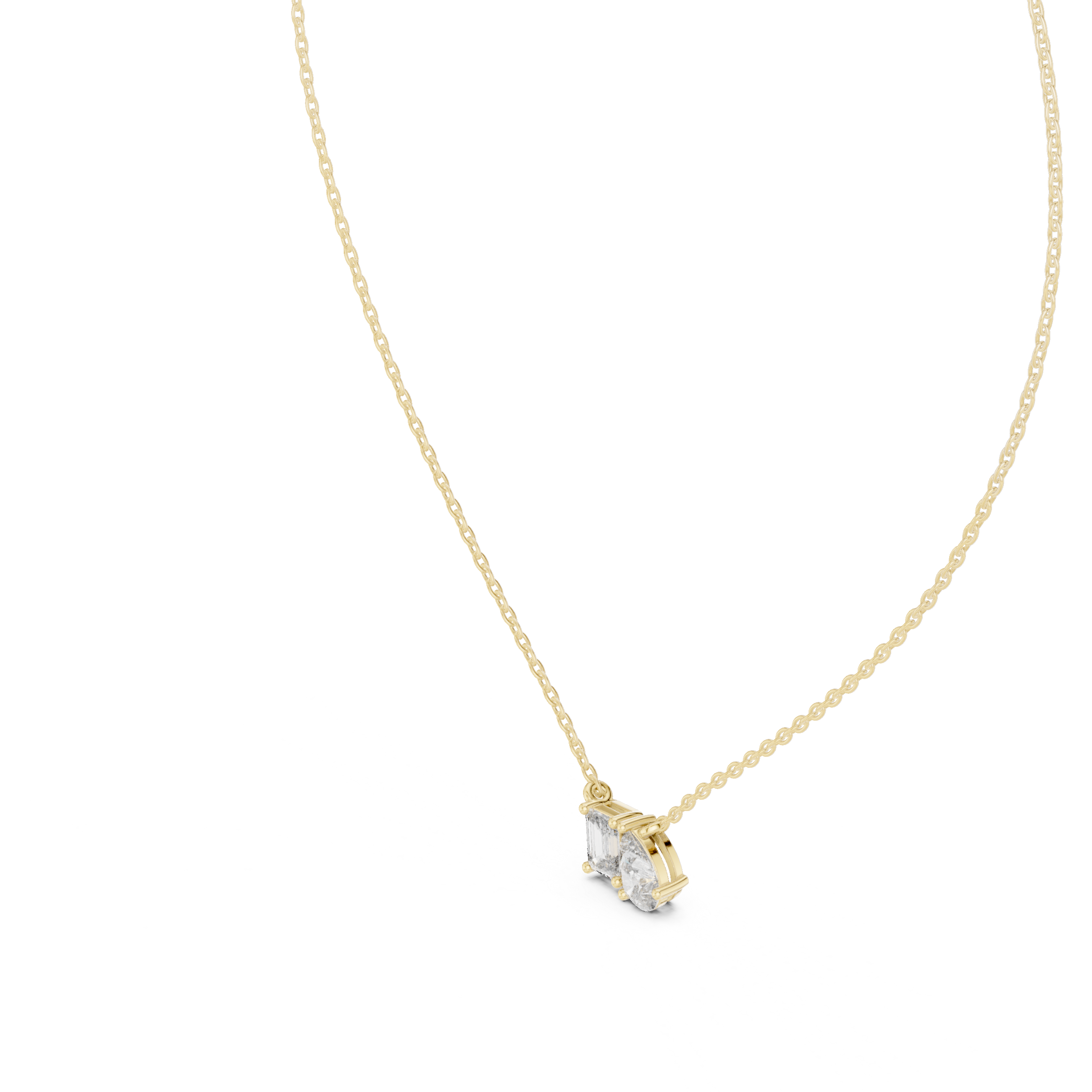 Toi et Moi Emerald & Pear Pendant Necklace Corvexa Jewellery