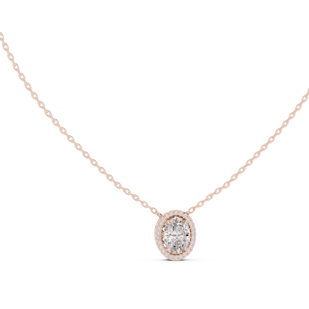 Oval Halo Diamond Pendant Corvexa Jewellery