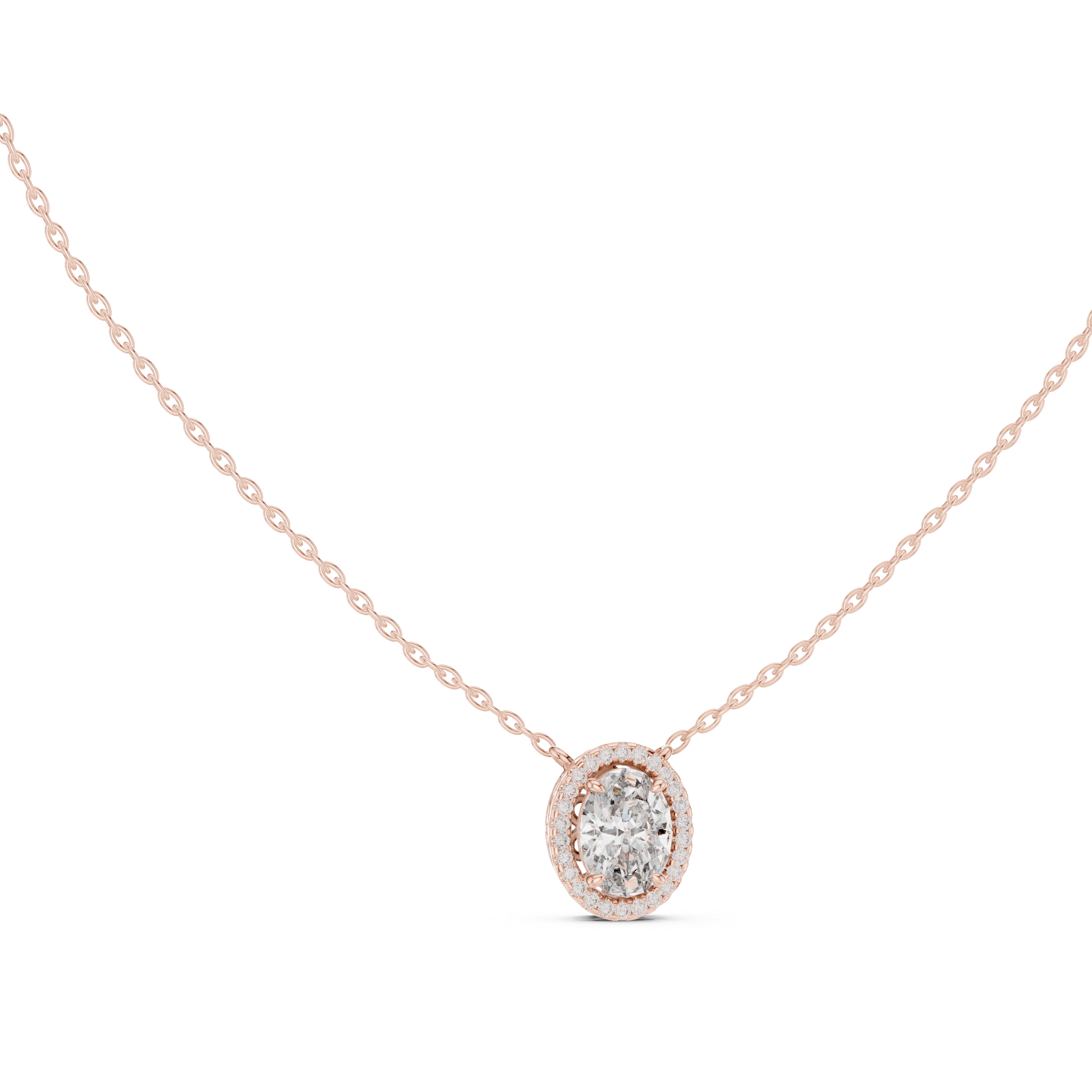 Oval Halo Diamond Pendant Corvexa Jewellery